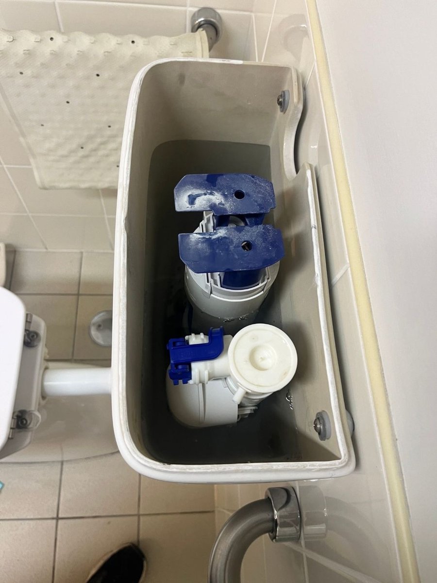 Open cistern with a new inlet valve fitted